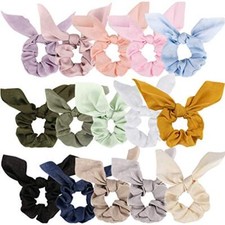 Hair Scrunchies for Women: Cute Bow Ribbon Elastic Hair Bands, Multi-colored A