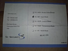 S2 Security S2-LBL-014 Supervised Input Blade S2-INP