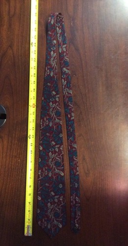 Retro Design Studios Tie Blue Maroon Grey Floral Design 57" Length 3 3/4" W - Picture 4 of 12