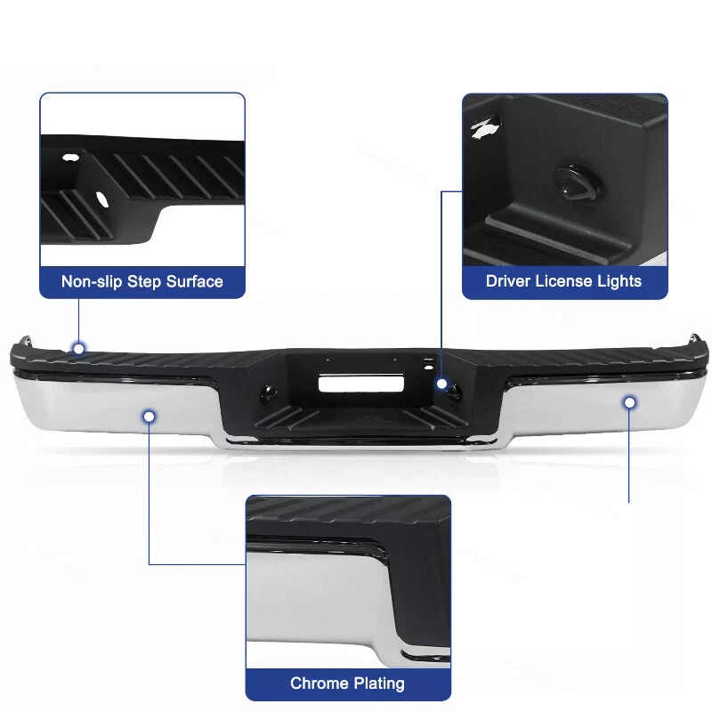 For 2006-2008 Ford F-150 F150 Rear Step Bumper Assembly Chrome W/O Sensor Holes Foto 3 de 4