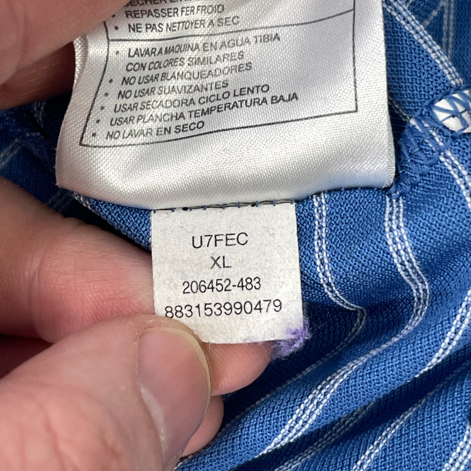 Nike Golf Polo Shirt Short Sleeve Mens XL Pique Blue White Striped 206452 thumbnail 9