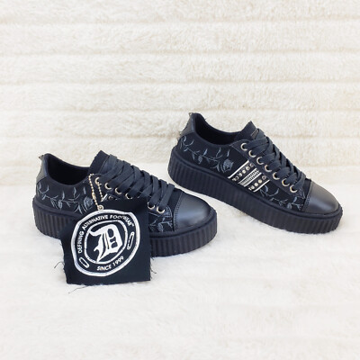 Sneeker Gothic Rose Embroidered Creeper Sneaker Punk Goth NY DEMONIA - Main Image