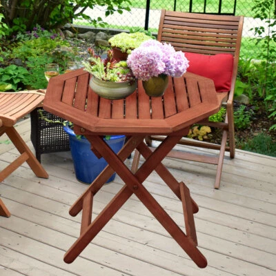 Gartentisch Beistelltisch Balkontisch Eukalyptus Holz Bistrotisch rund D 50 cm - Bild 1 von 4