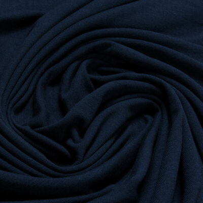 0,5 Meter Stoff Bambus Elastan French Terry dunkelblau knitterarm Jersey