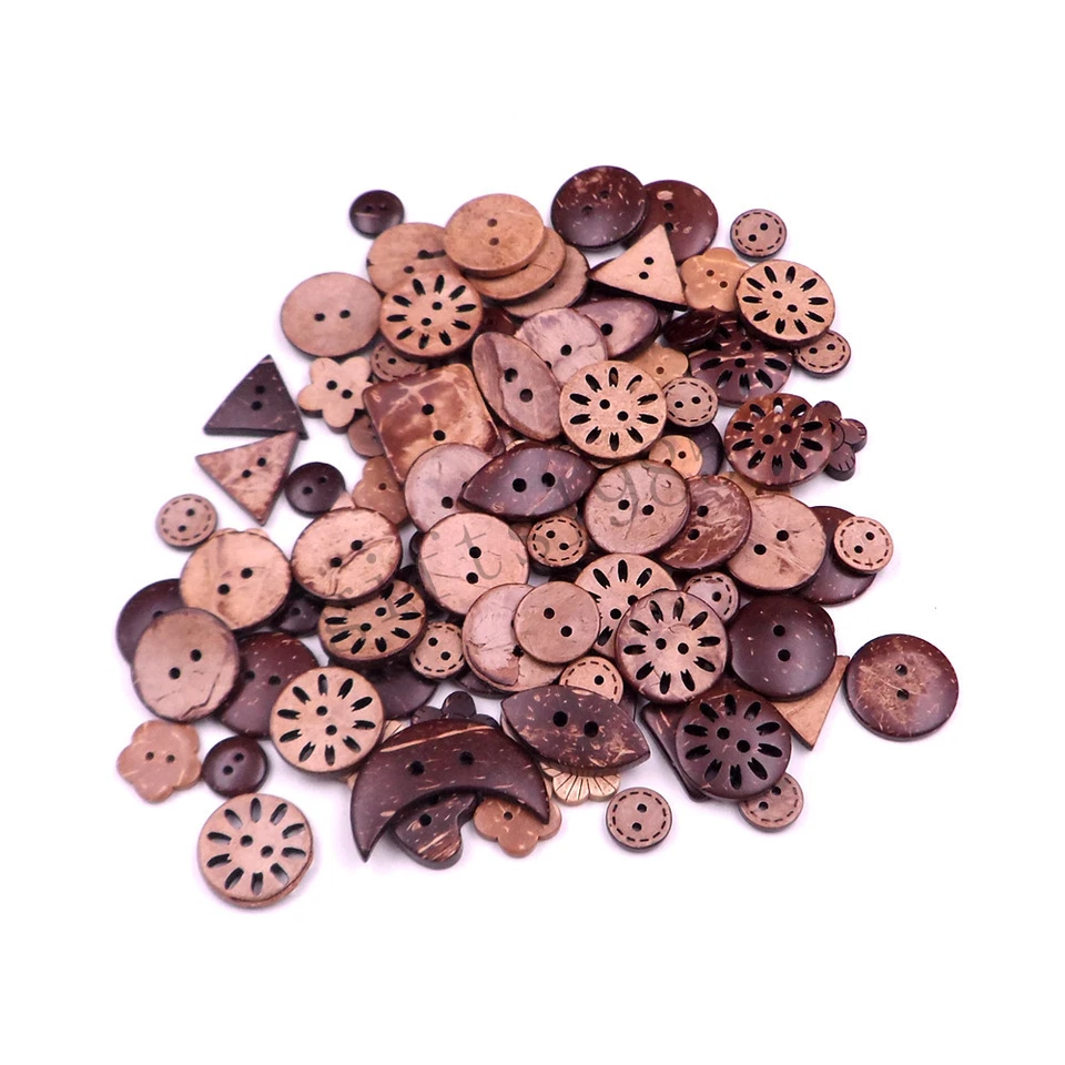 100pcs/lot Brown Coconut Shell Nice Buttons fit Sewing Scrapbooking Mixed size - Image 2 of 4