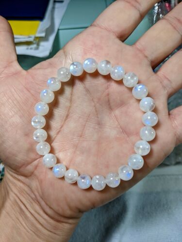Moonstone Bead Bracelet for MEN Stretch 8mm 7, 7,5, 8, or 8.5 inch - Picture 3 of 10