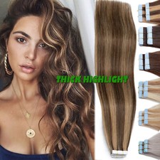 60PCS Tape-In Russian Remy Thick Human Hair Extensions Skin Wefts Brazilian 150G