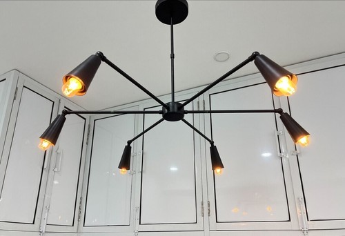 6 Light Matte Black Sputnik Chandelier Modern light Fixture Chandelier Décor.... - Picture 3 of 7