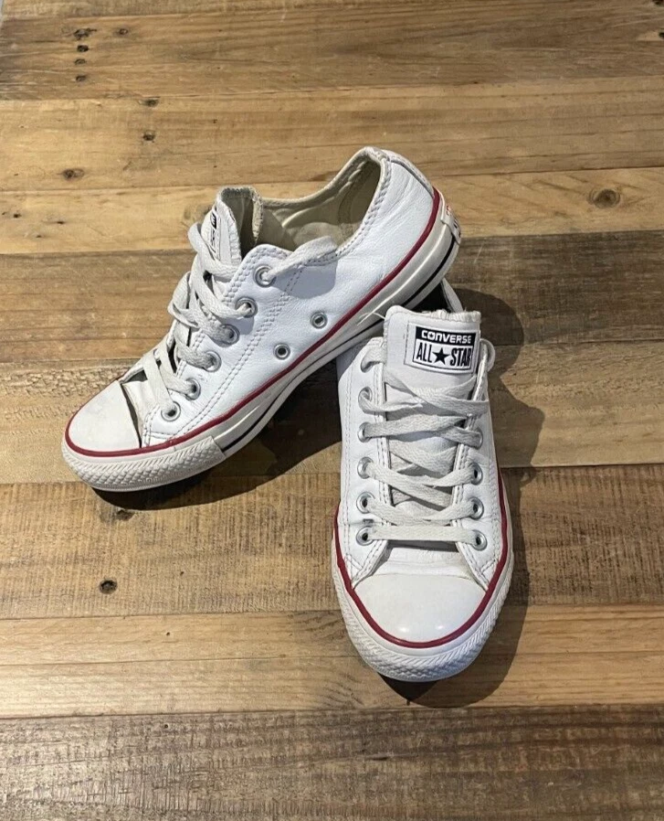 Se tilbage Tilståelse spændende CONVERSE ALL STAR WHITE LEATHER TRAINERS 132173C UK SIZE 5 PRE OWNED | eBay