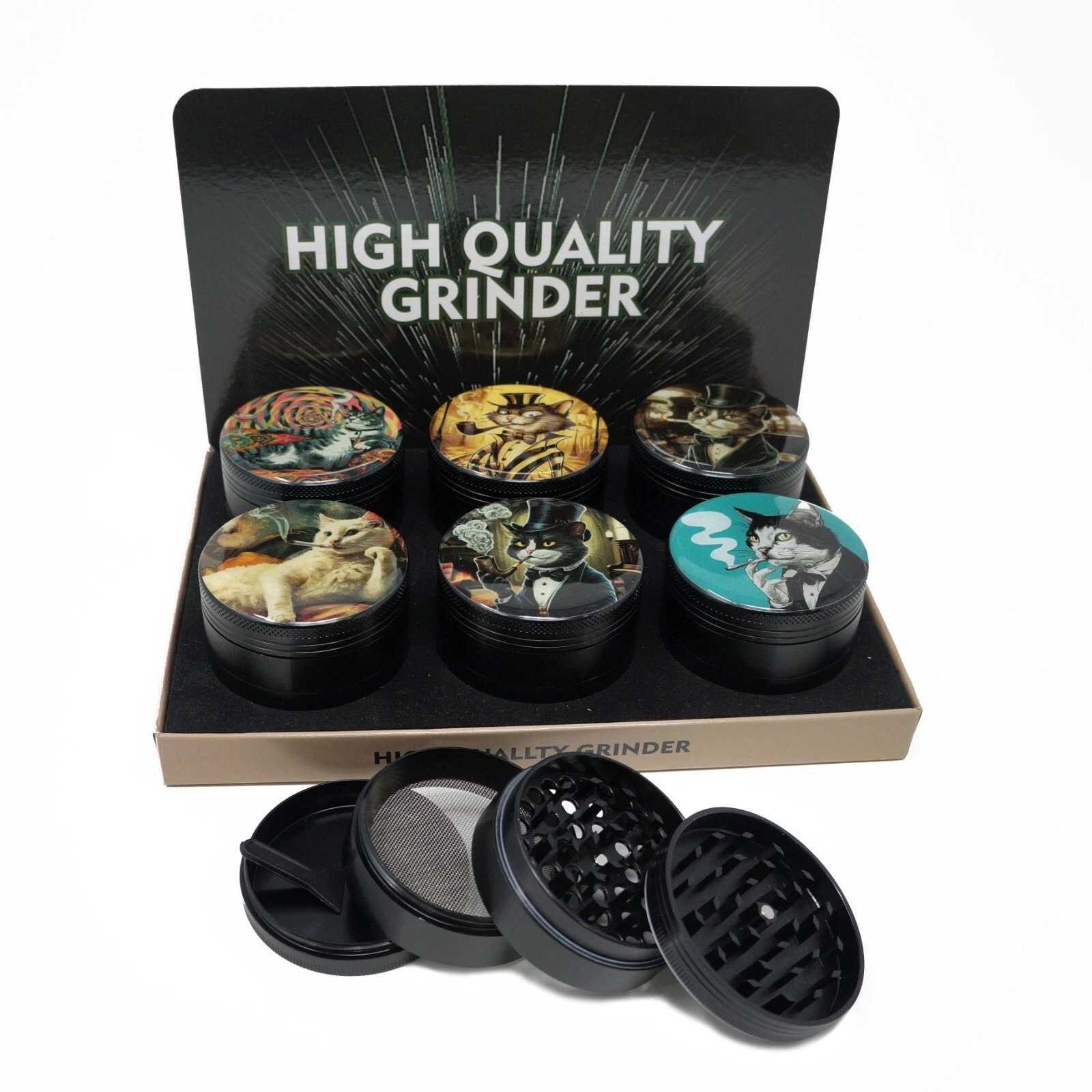Lot of 6 Large 2.5" Size Premium Zinc Herb Spice Grinder Kitten Design
Opens in a new window or tab