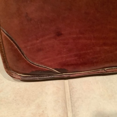 ORVIS Brown Leather Briefcase Heavy Thick Leather Extra Capacity Divided Interor - Picture 3 of 11