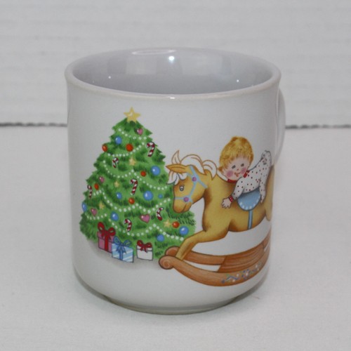 Baby's First Christmas Porcelain Cup Russ Berrie & Co Child on Rocking Horse - Picture 4 of 12