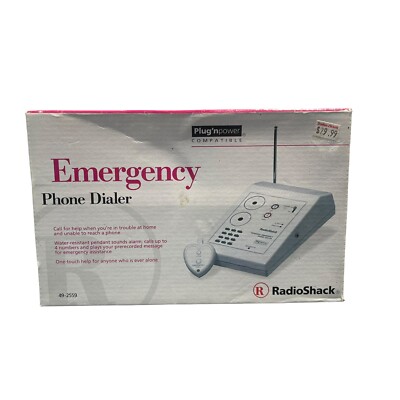 RADIO SHACK Personal Emergency Phone Dialer Plug 'N Power 49-2559 w/Pendant OB