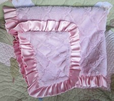 Pink Fluffy w Ruffled Satin Edge Baby Girl Blanket Child of Mine Carter's 