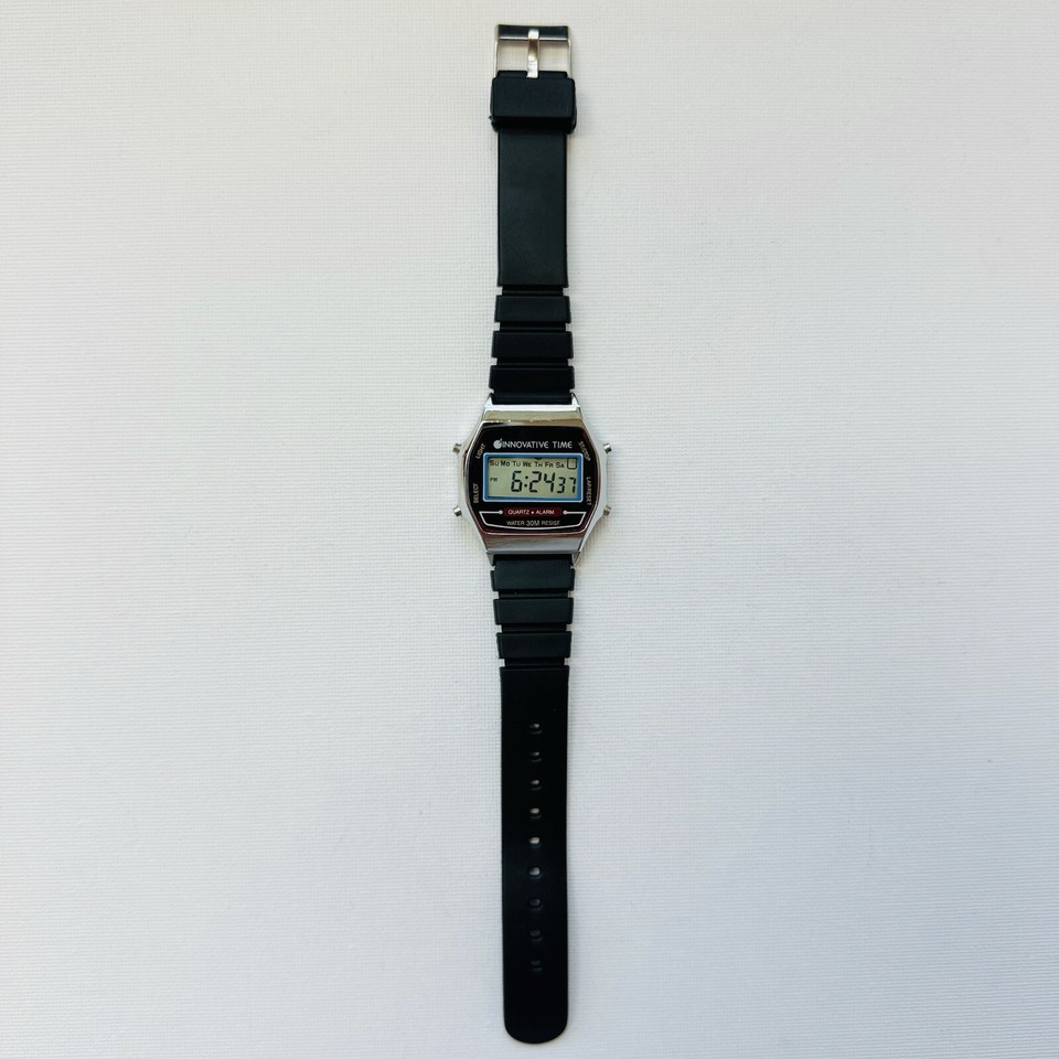 Vintage Innovative Time Men's Digital Watch Silver Black Sport Band MDW195 eBay