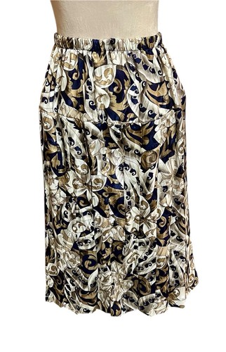 S L Fashions Vintage Blouse Skirt Set Skirt hs drop waist. Blue Gold Cream Sz 14 - Picture 3 of 6