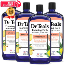 Dr Teal's Foaming Bath with Pure Epsom Salt, 34 Fl Oz Pack of 4 , Clear