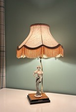 Giuseppe Armani Table Lamp Florence Figurine Lady Resin Statue Vintage, Working