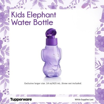 Tupperware Elephant Mini Eco Bottle for Kids 14 oz 450ml Purple