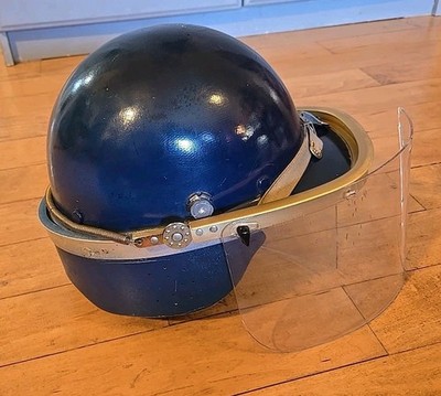 Vtg Bullard Miner's Helmet MSA Mine Safety Blue *Broken Face Shield