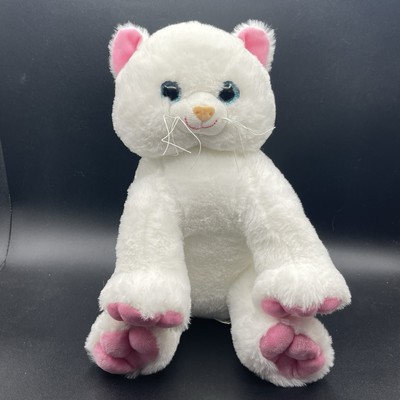 The Bear Factory 14  White Kitty Cat Plush Blue Glitter Eyes Stuffed Animal