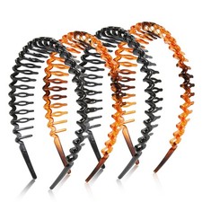 4 Packs Thin Plastic Hair Bands with Teeth Non-Slip Comb Headbands for Women