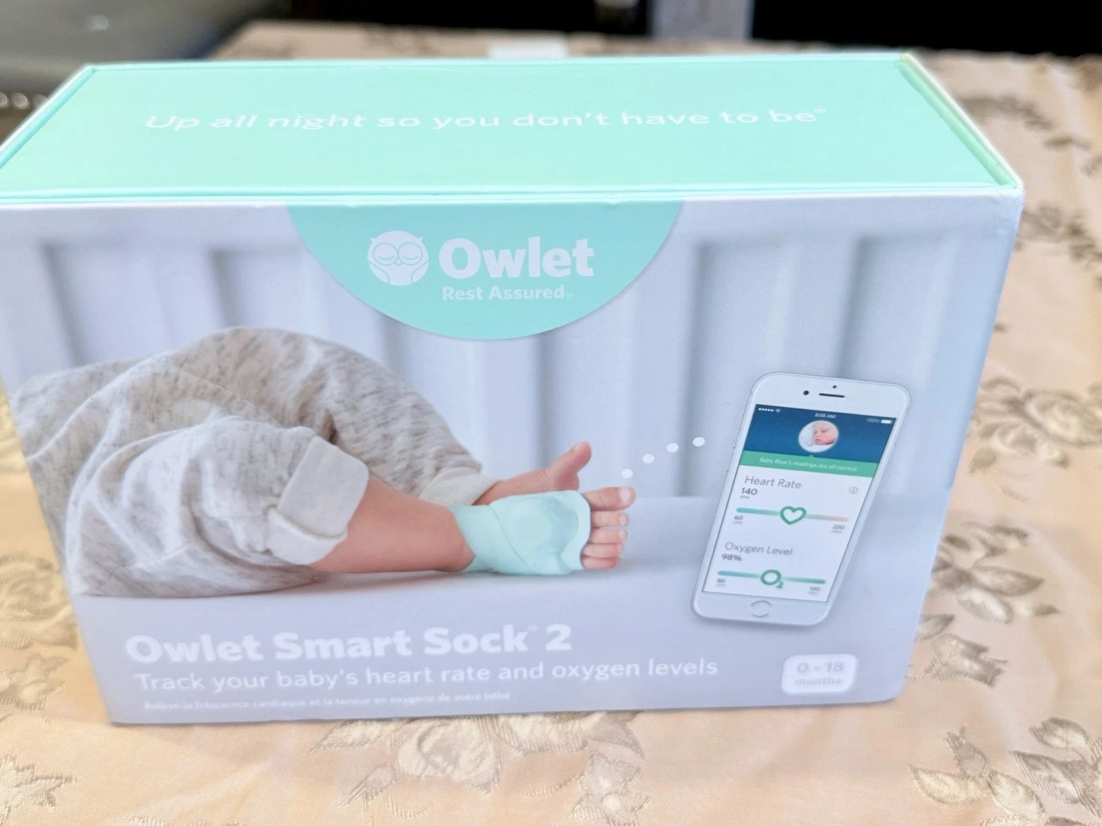 Owlet Smart Sock 2 Wi-Fi Baby Breathing Monitor, Oxygen Level, Smartphone App