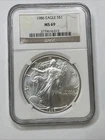 1986 American Silver Eagle MS 69 NGC Brown Label First Year of Issue .999 Mint