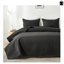 Ultrasonic Twin Quilt Set in Black - Soft, Durable, and Machine Washable Design
