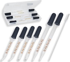 6 Pack Glass Pipette Dropper with Brush - Bent Straight Tips 1 ml Eye Droppers