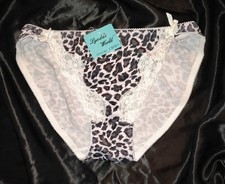 Vintage NWT Low Rise Animal Print Lace String Bikini Nylon Panties-XL