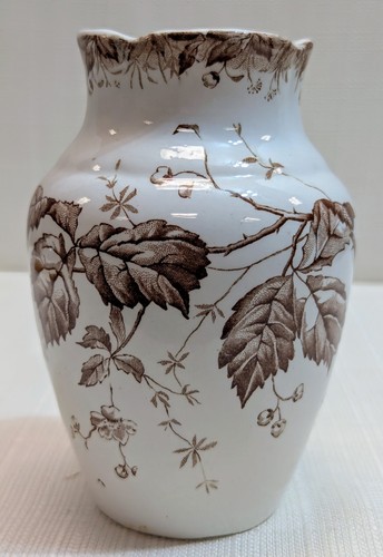 Vintage Albion Pottery England Brown Transferware BLOSSOM Vase, 5" H