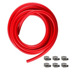 MRbrew 15 Feet CO2 Tubing, PVC Hose With Clamps 15Ft Red Gas Line