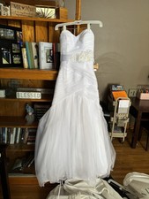 David's Bridal wedding dress - Bright White -  size 4 (Veil and Shoes included)