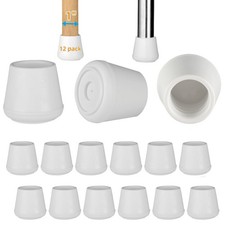 1" Chair Leg Tips Caps, Non-Slip Rubber Tips, Stool -12pack, White