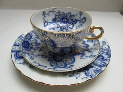 Sammelgedeck Lomonosov USSR Porzellan Teegedeck  3-teilig ,,Singender Garten,, - Bild 1 von 4
