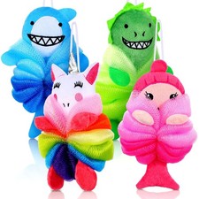 Tatuo 4 Pcs Animal Bath Loofahs Kids Body Loofah Cartoon Shower Cute Bath Spo...