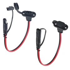 2PCS 1FT 12AWG Socket Sidewall Port SAE Connector, Weatherproof SAE Male to F...