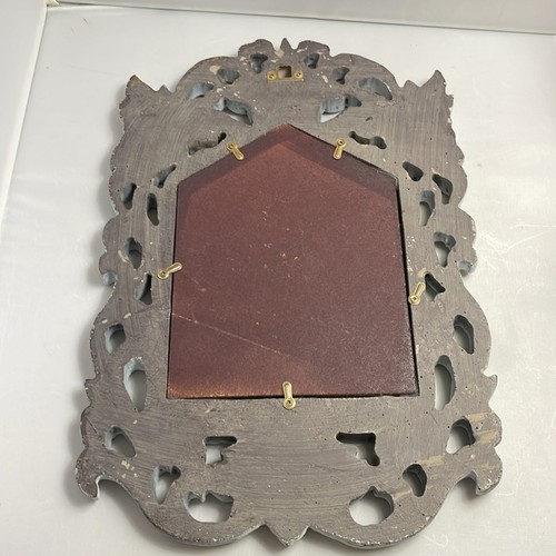 Ornate White Wall Mirror with Flowers & Carved Wood Look Rustic - Picture 6 of 7