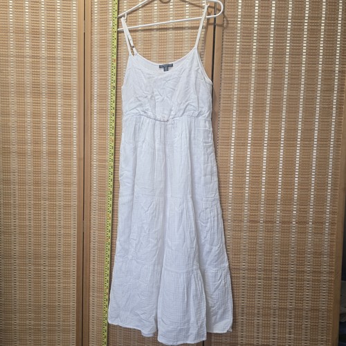 Chelsea & Theodore Tier Midi Peasant Dress S/P White Cotton Gauze Boho Preppy