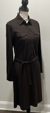 VTG Michael Kors Womens Brown Belted Midi Collar Shirt Dress SZ SP - MKD1