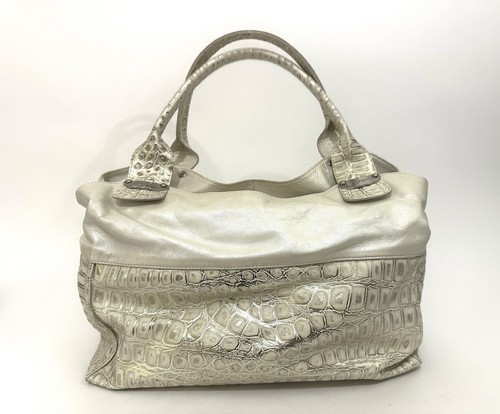 Vintage Ripani Italian Cream Metalic Crocodile embossed Leather Shoulder Bag, $40 - Photo 19