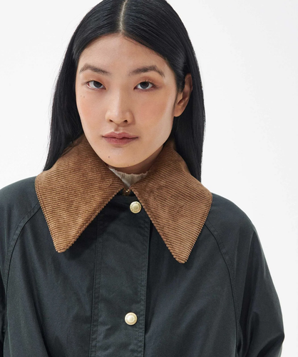 New BARBOUR Sage Townfield Wax Jacket Size UK 8 EU 34 USA 4 Small Trench Evette - Picture 14 of 15