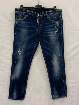 DSQUARED2 Slim Jean Men s Size 50 (US 34x28) Distressed Paint Splatter Denim #P6