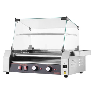 Uimoso Electric 18 Hot Dog 7 Roller Commercial Grill Cooker Machine Cover 1050W