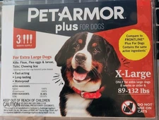 Pet Armor Plus For Extra Large Dogs 89-132lbs 3 Applicators Exp: 03/27 New