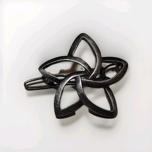 2 Vtg Barrettes Brown Rhinestones Black Ribbon Bow and Silvertone Flower Star - Picture 7 of 8
