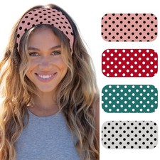 Women's Polka Dot Fabric Headbands Soft Stretch Wide 4-Pack Polka Dot 5