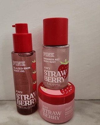 Victoria's Secret Pink Juicy Strawberry 3 Pcs Gift Set Travel Size