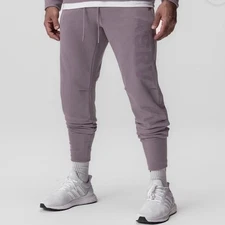 ASRV Sweatpants Mens Joggers L Tech Terry High Rib Spellout Moonscape Purple Gym